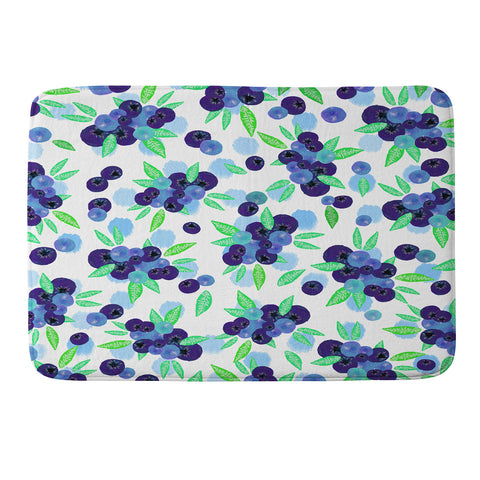 Lisa Argyropoulos Blueberries And Dots On White Memory Foam Bath Mat