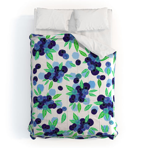Lisa Argyropoulos Blueberries And Dots On White Comforter