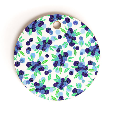 Lisa Argyropoulos Blueberries And Dots On White Cutting Board Round