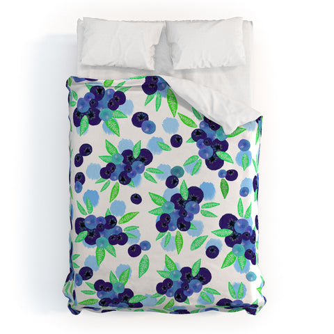 Lisa Argyropoulos Blueberries And Dots On White Duvet Cover