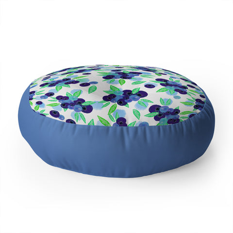 Lisa Argyropoulos Blueberries And Dots On White Floor Pillow Round