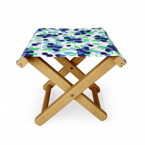 Lisa Argyropoulos Blueberries And Dots On White Folding Stool