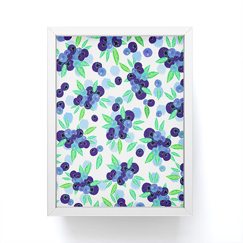 Lisa Argyropoulos Blueberries And Dots On White Framed Mini Art Print