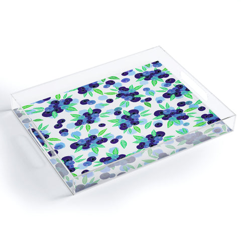 Lisa Argyropoulos Blueberries And Dots On White Acrylic Tray