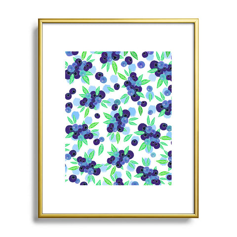 Lisa Argyropoulos Blueberries And Dots On White Metal Framed Art Print