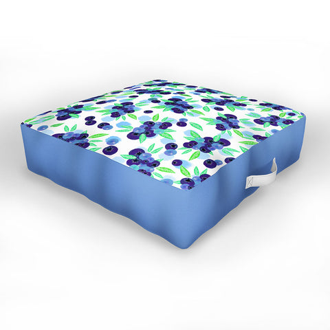 Lisa Argyropoulos Blueberries And Dots On White Outdoor Floor Cushion