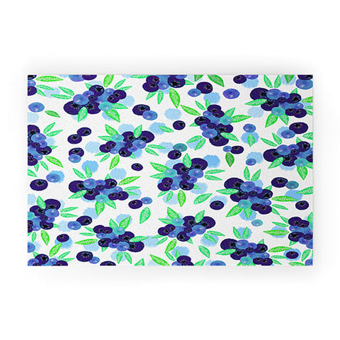 Lisa Argyropoulos Blueberries And Dots On White Welcome Mat