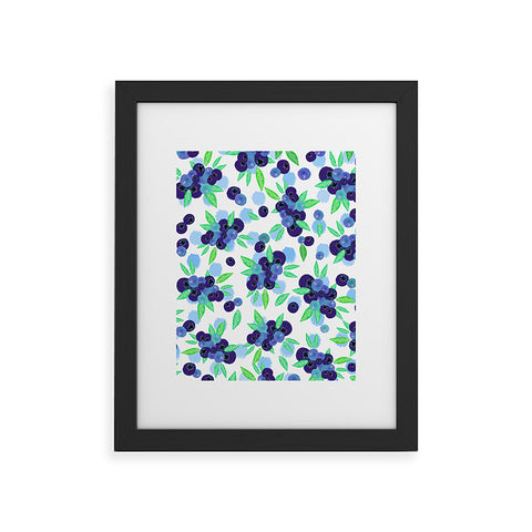 Lisa Argyropoulos Blueberries And Dots On White Framed Art Print