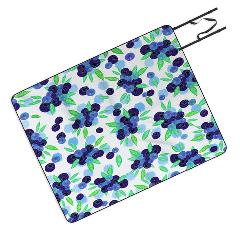 Lisa Argyropoulos Blueberries And Dots On White Picnic Blanket