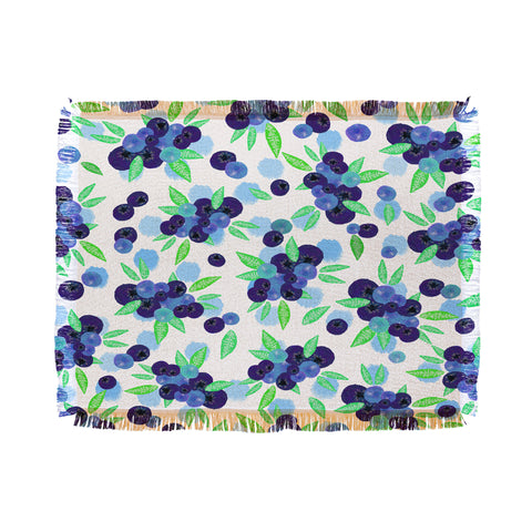 Lisa Argyropoulos Blueberries And Dots On White Throw Blanket