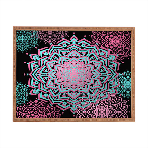 Lisa Argyropoulos Boho Medallions Aqua Rose Rectangular Tray