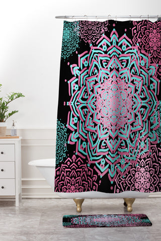 Lisa Argyropoulos Boho Medallions Aqua Rose Shower Curtain And Mat