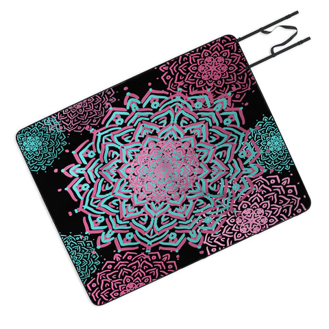 Lisa Argyropoulos Boho Medallions Aqua Rose Picnic Blanket