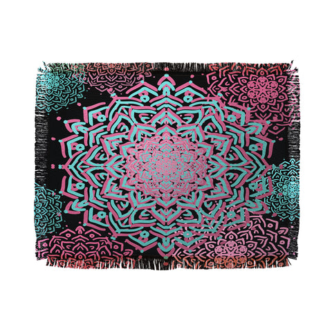 Lisa Argyropoulos Boho Medallions Aqua Rose Throw Blanket