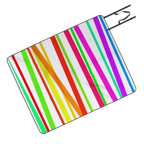 Lisa Argyropoulos Bold Rainbow Stripes Picnic Blanket
