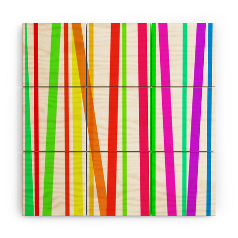 Lisa Argyropoulos Bold Rainbow Stripes Wood Wall Mural