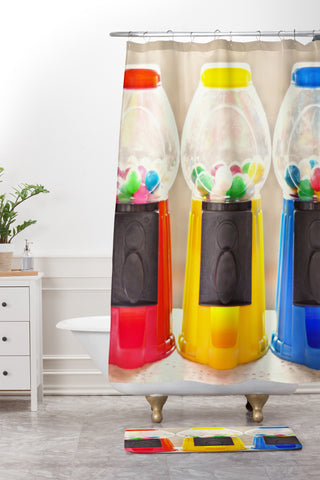 Lisa Argyropoulos Bubble Gum In Primary Shower Curtain And Mat