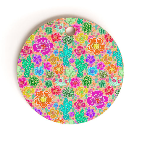 Lisa Argyropoulos Cactus Party Peachy Cutting Board Round