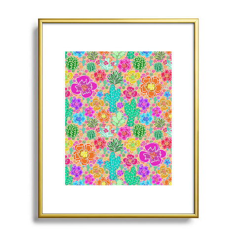 Lisa Argyropoulos Cactus Party Peachy Metal Framed Art Print