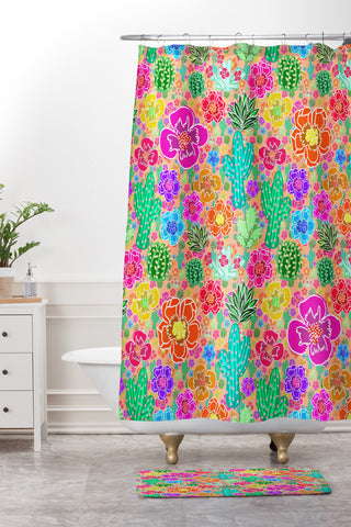 Lisa Argyropoulos Cactus Party Peachy Shower Curtain And Mat
