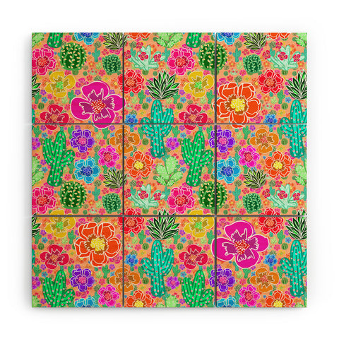 Lisa Argyropoulos Cactus Party Peachy Wood Wall Mural