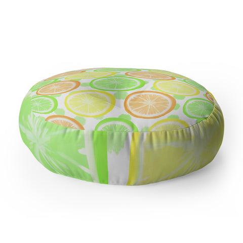 Lisa Argyropoulos Citrus Wheels And Dots Floor Pillow Round