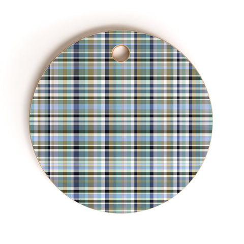 Lisa Argyropoulos Coastal Plaid IV Cutting Board Round