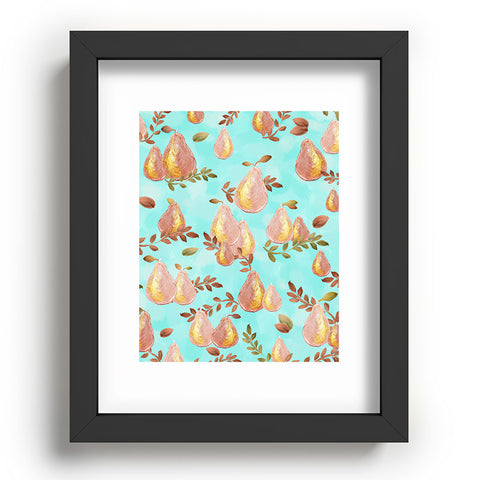Lisa Argyropoulos Copper Pears Aqua Blue Recessed Framing Rectangle