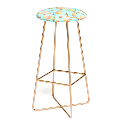 Lisa Argyropoulos Copper Pears Aqua Blue Bar Stool