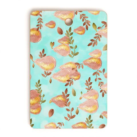 Lisa Argyropoulos Copper Pears Aqua Blue Cutting Board Rectangle