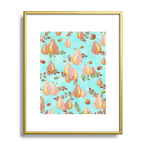 Lisa Argyropoulos Copper Pears Aqua Blue Metal Framed Art Print