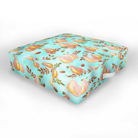 Lisa Argyropoulos Copper Pears Aqua Blue Outdoor Floor Cushion