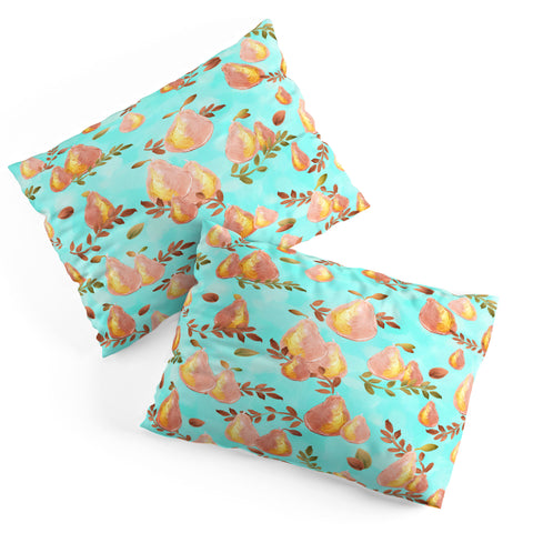 Lisa Argyropoulos Copper Pears Aqua Blue Pillow Shams