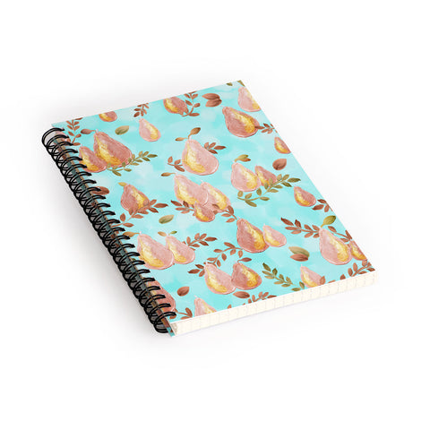 Lisa Argyropoulos Copper Pears Aqua Blue Spiral Notebook