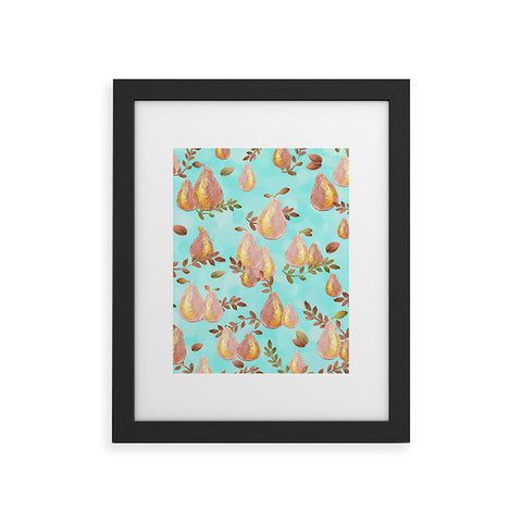 Lisa Argyropoulos Copper Pears Aqua Blue Framed Art Print
