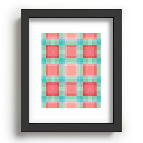 Lisa Argyropoulos Coral Mint Geo Plaid Recessed Framing Rectangle
