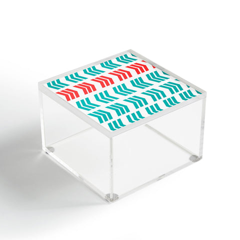 Lisa Argyropoulos Coral Pop and Aqua Zig Zag Acrylic Box