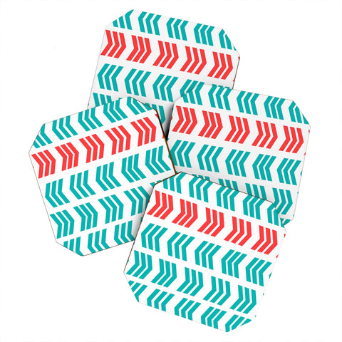 Lisa Argyropoulos Coral Pop and Aqua Zig Zag Coaster Set