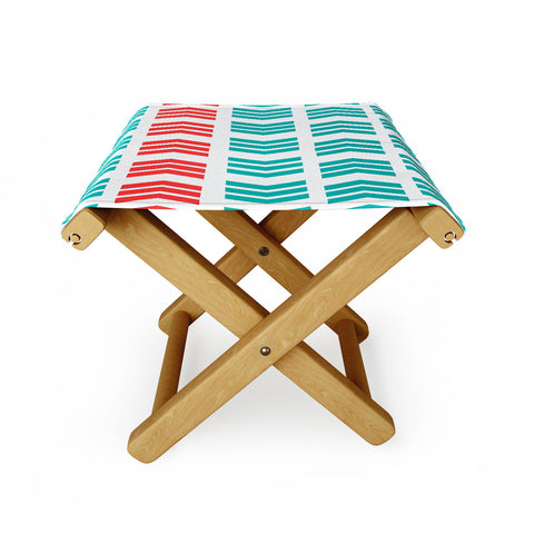 Lisa Argyropoulos Coral Pop and Aqua Zig Zag Folding Stool