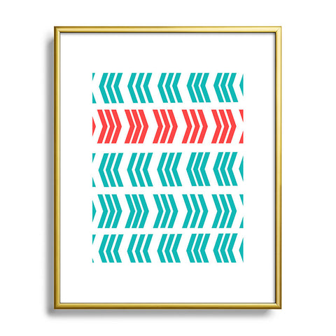 Lisa Argyropoulos Coral Pop and Aqua Zig Zag Metal Framed Art Print