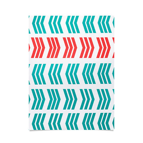 Lisa Argyropoulos Coral Pop and Aqua Zig Zag Poster