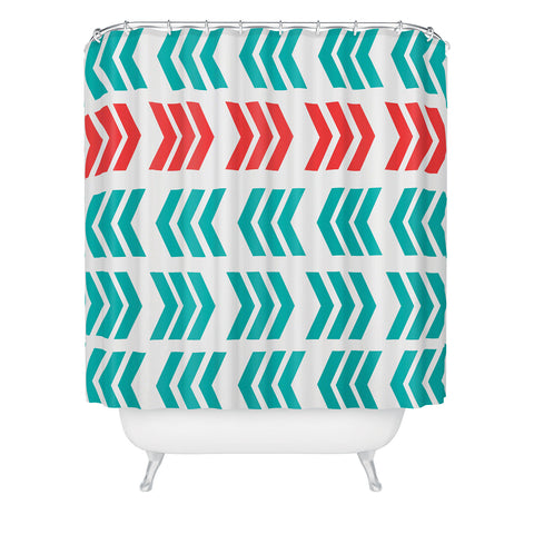 Lisa Argyropoulos Coral Pop and Aqua Zig Zag Shower Curtain