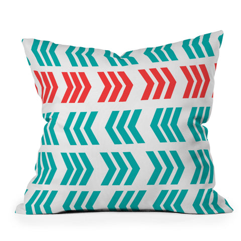Lisa Argyropoulos Coral Pop and Aqua Zig Zag Throw Pillow