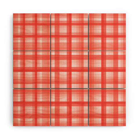 Lisa Argyropoulos Country Plaid Vintage Red Wood Wall Mural
