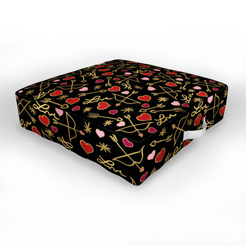 Lisa Argyropoulos Cupid Love on Black Outdoor Floor Cushion