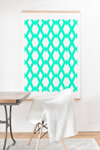 Lisa Argyropoulos Daffy Lattice Aqua Art Print And Hanger