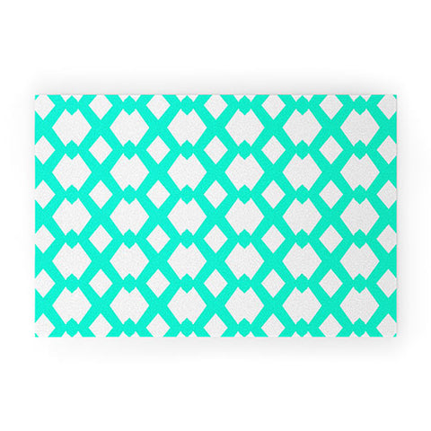 Lisa Argyropoulos Daffy Lattice Aqua Welcome Mat