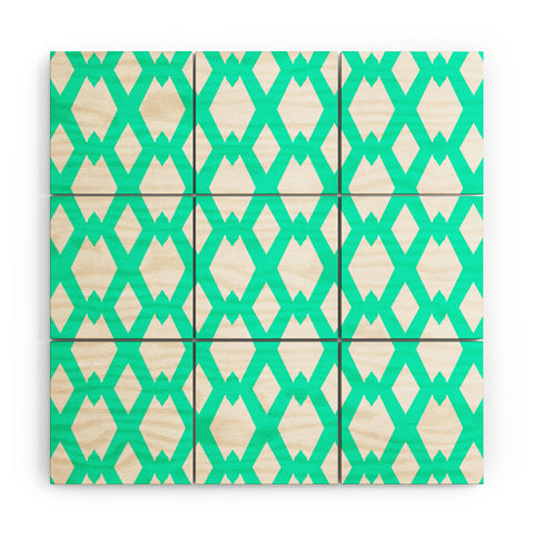 Lisa Argyropoulos Daffy Lattice Aqua Wood Wall Mural