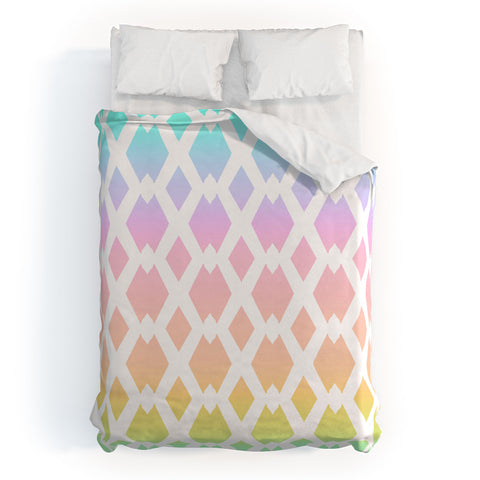 Lisa Argyropoulos Daffy Lattice Pastel Rainbow Duvet Cover