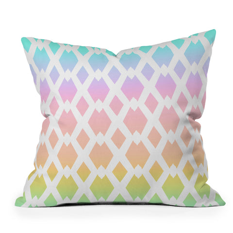 Lisa Argyropoulos Daffy Lattice Pastel Rainbow Throw Pillow